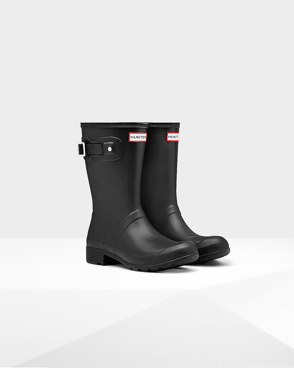 Womens Short Rain Boots - Hunter Original Tour Foldable (18FODAIUN) - Black